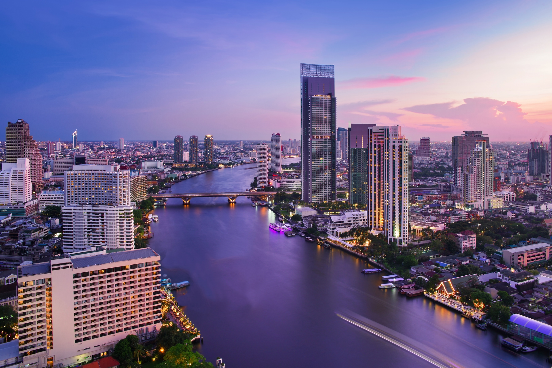 Bangkok River at sunset