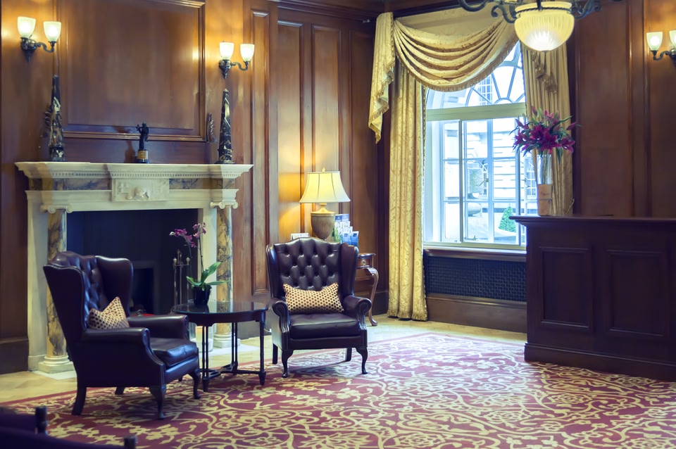 high end hotel seating area