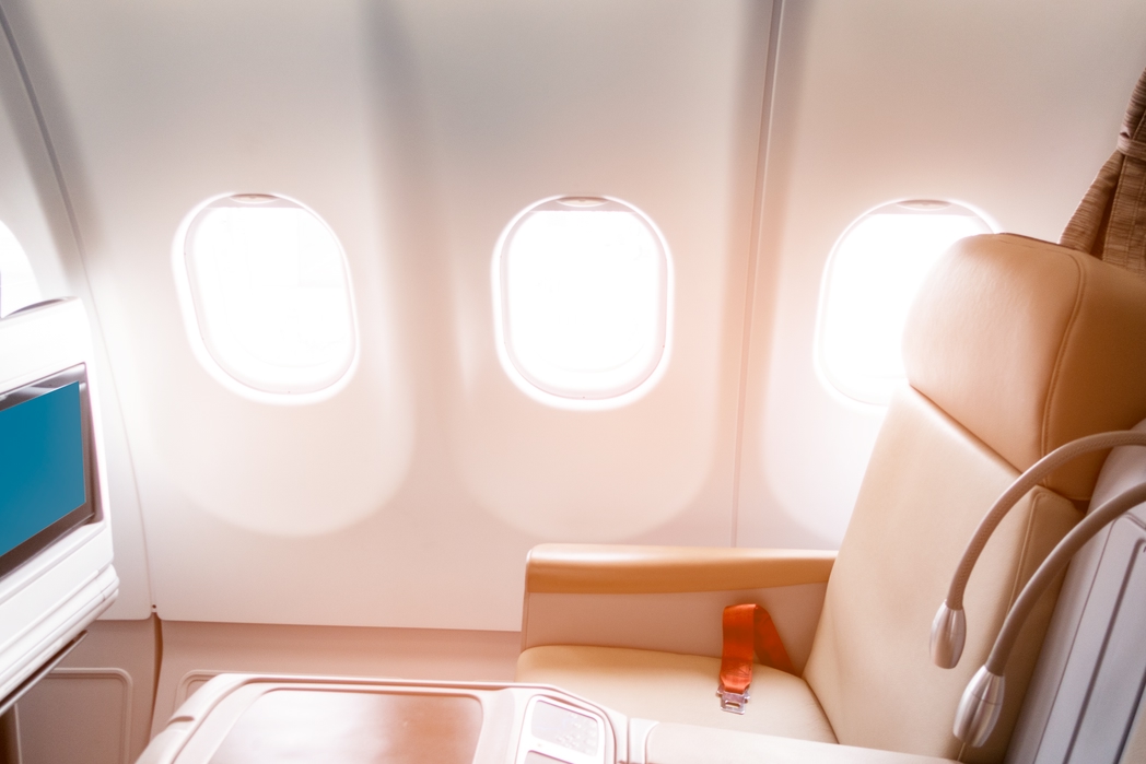 Beautiful view from business class of aircraft