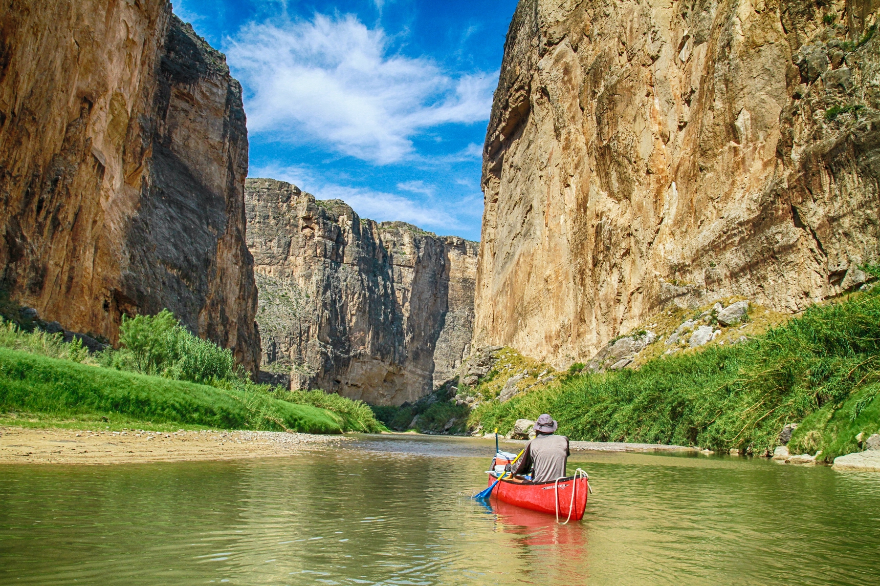 Person canoeing in Big Bend National Park in Texas.