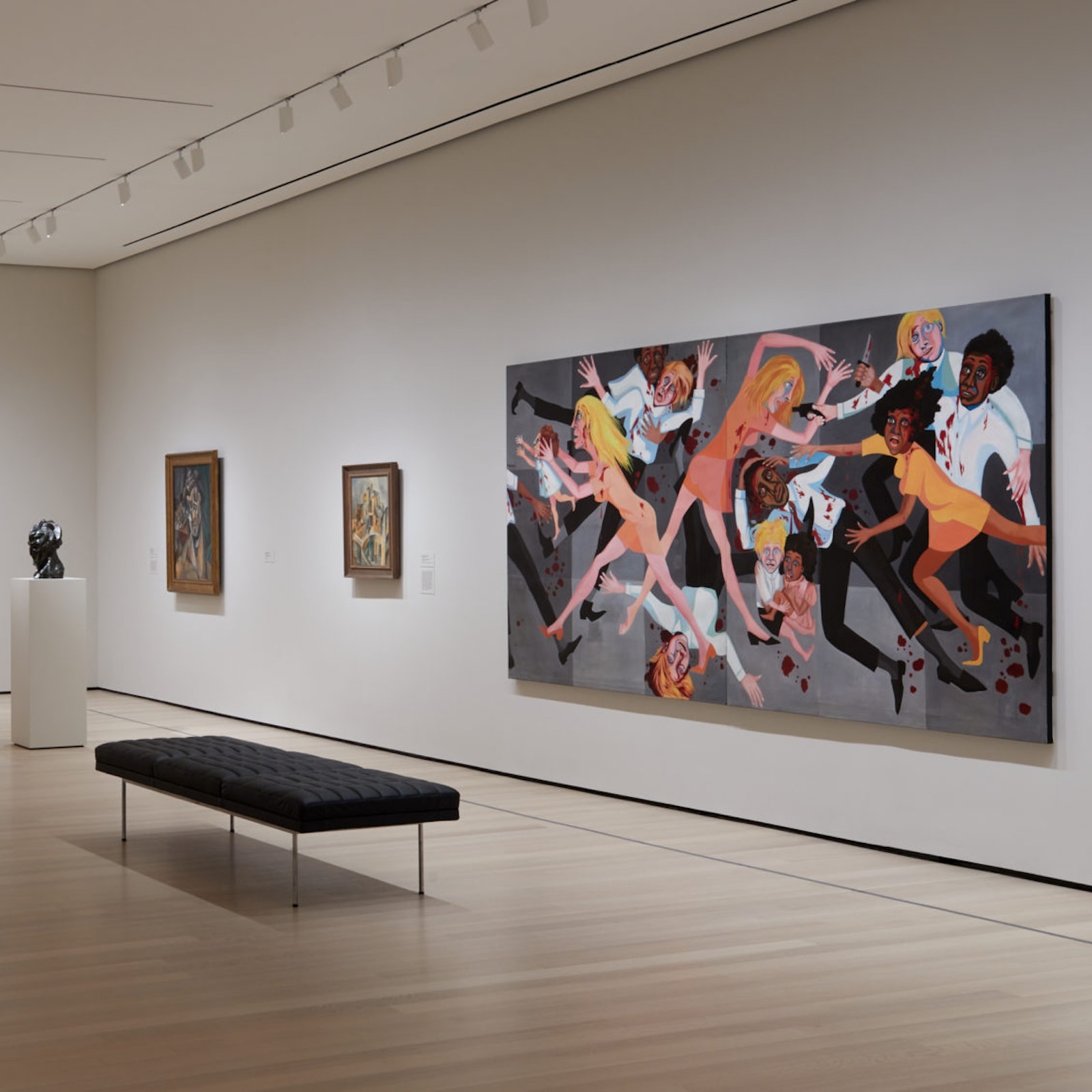 Empty gallery with Faith Ringgold's American People Series #20 at MoMA in NYC.