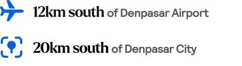 Distances to nearby airport and city 12km to Denpasar Airport and 20km to Denpasar City