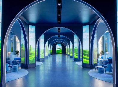 A minimal and modern hotel lobby