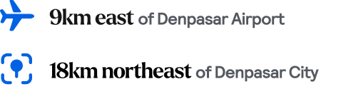 Distances to nearby airport and city 9km to Denpasar Airport and 18km to Denpasar City