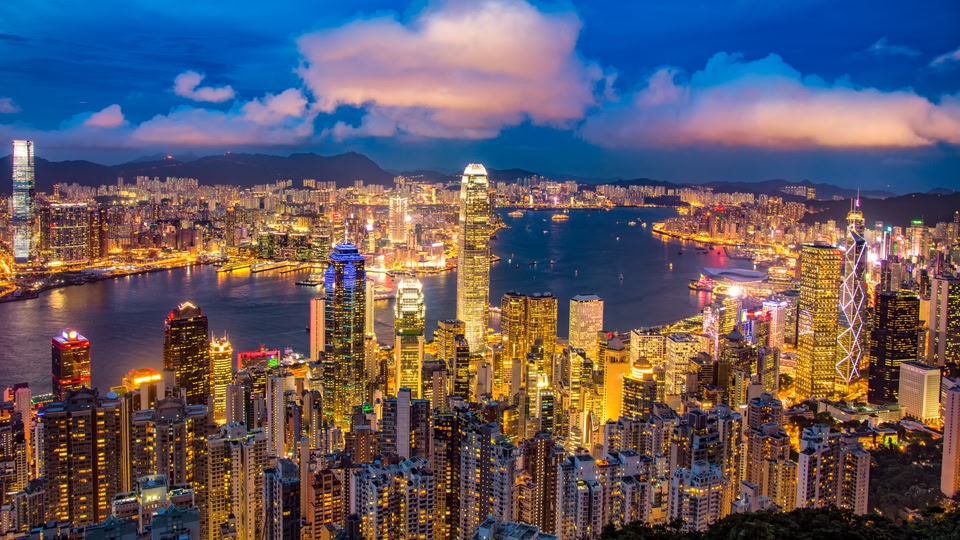 Night view from Victoria Peak in Hong Kong