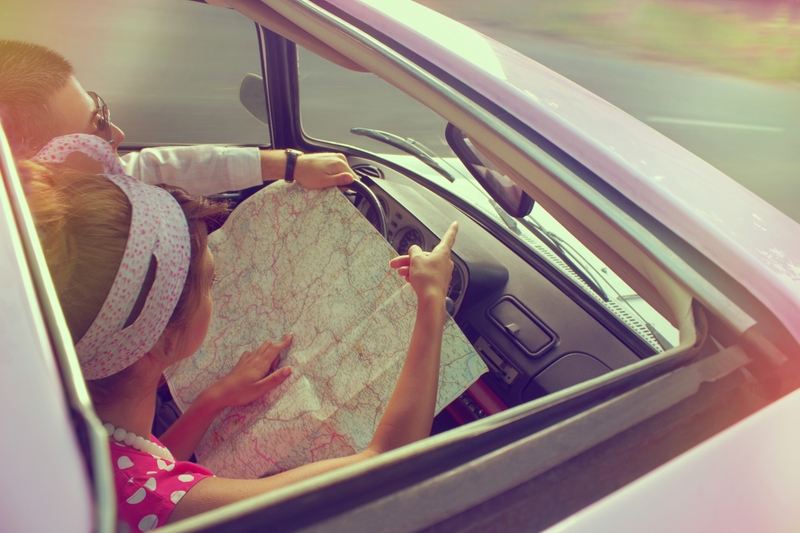 Couple looking at directions