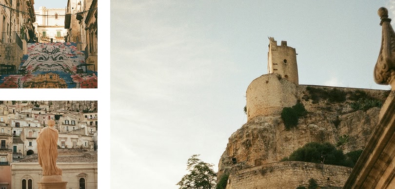 dettagli di Ragusa in Sicilia, Castello di Donnafugata, e Ragusa Ibla