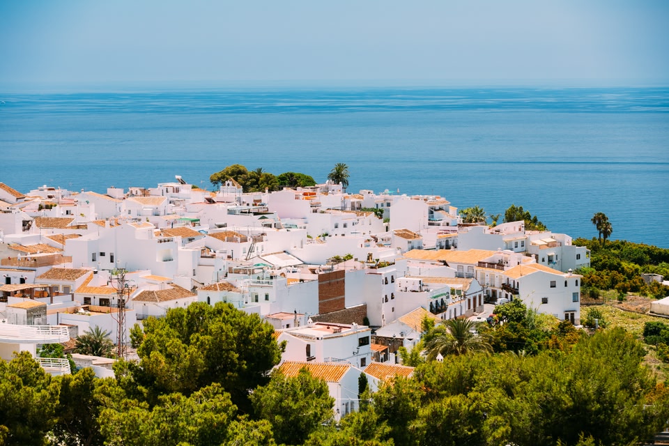 View of the whitewashed buildings of Malaga.