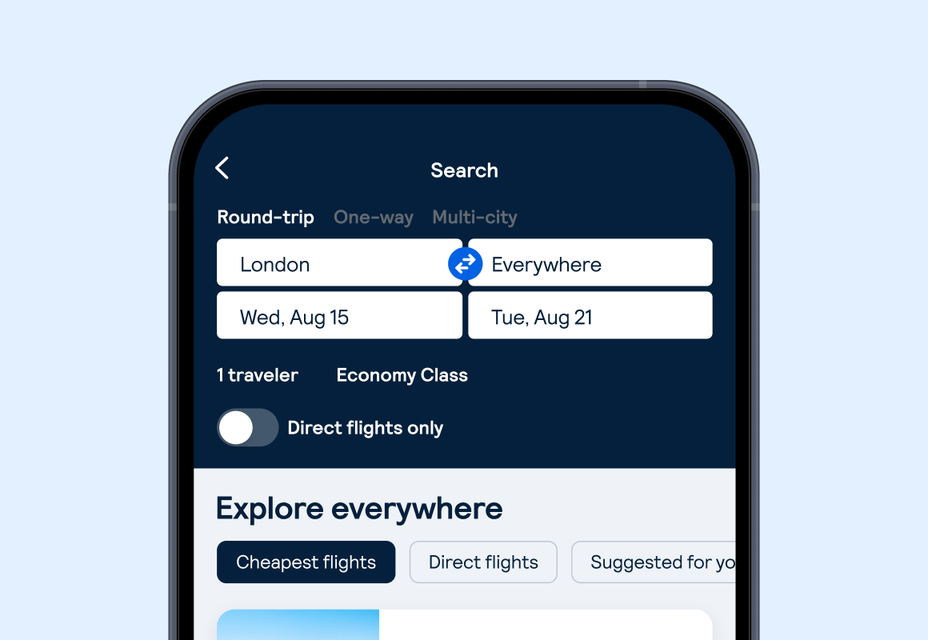 Find the cheapest flights to anywhere with Explore Everywhere
