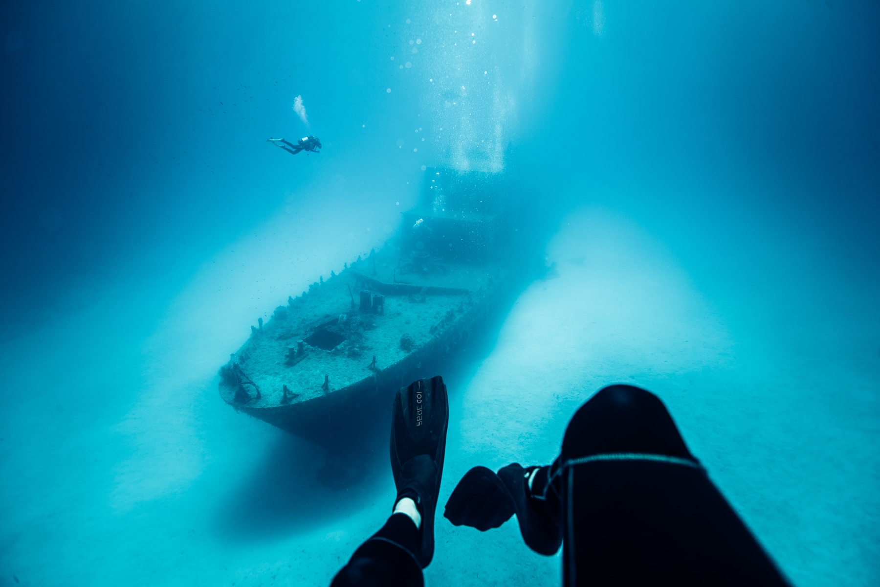 The P31 shipwreck, a former minesweeper and patrol boat. Now a popular dive spot in Malta