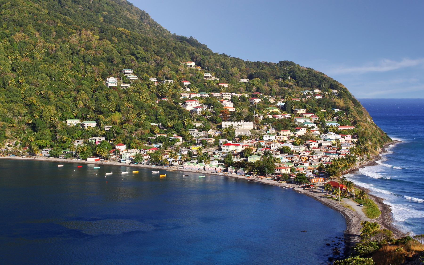 Dominica aerial view of hillside