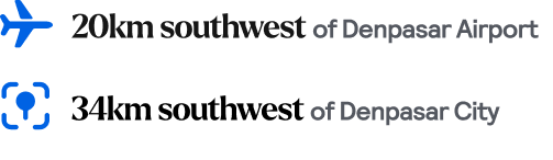 Distances to nearby airport and city 20km to Denpasar Airport and 34km to Denpasar City