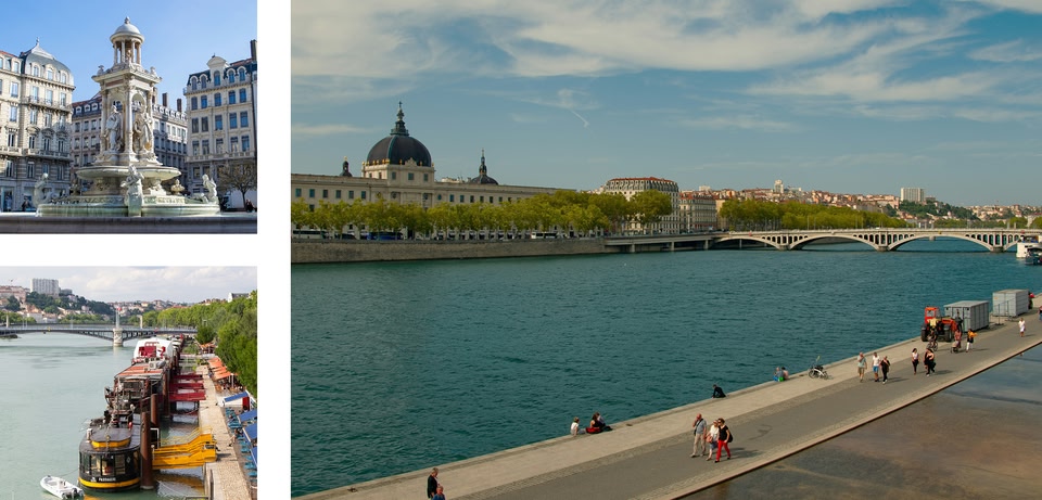 Immagini di Lione, compresi il Rodano e la Saona