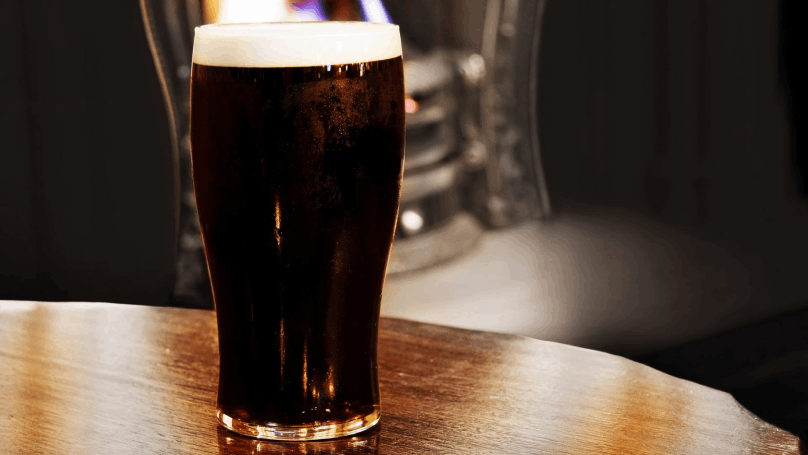 Close up of a pint of stout in Dublin