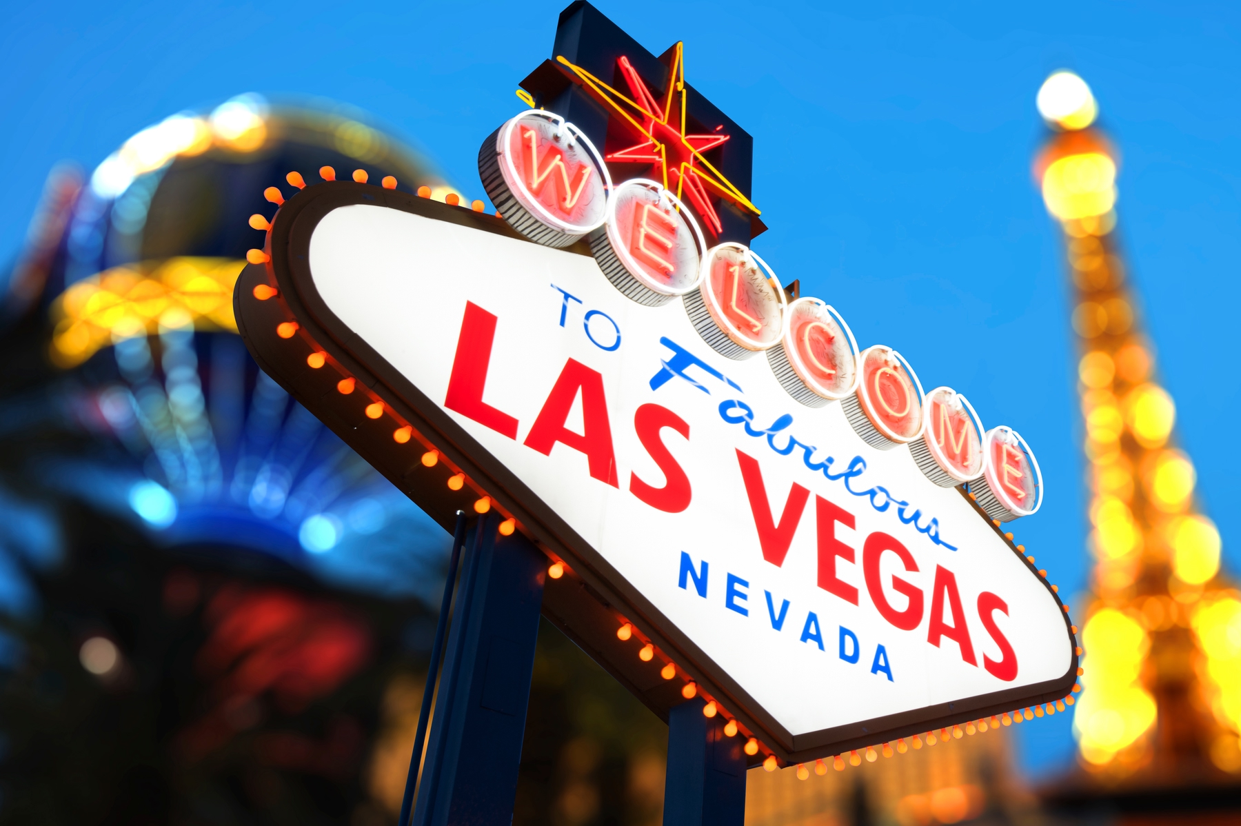 The famous Las Vegas sign welcomes Memorial Day weekend travelers