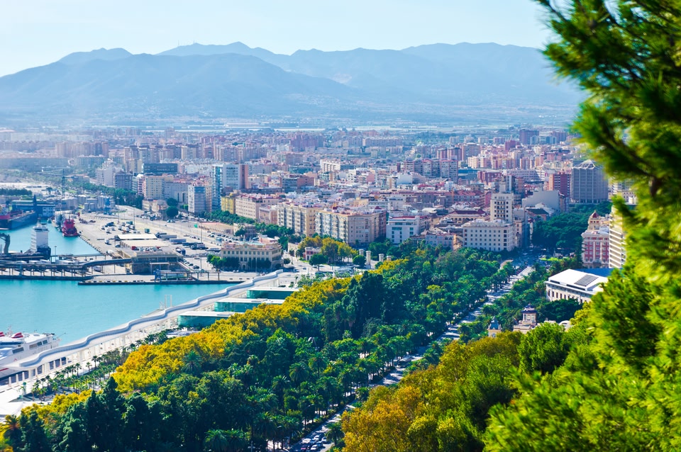 Panoramic view of Pier 1 Port of Malaga - one of the city's top attractions