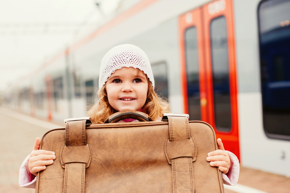 girl near a train