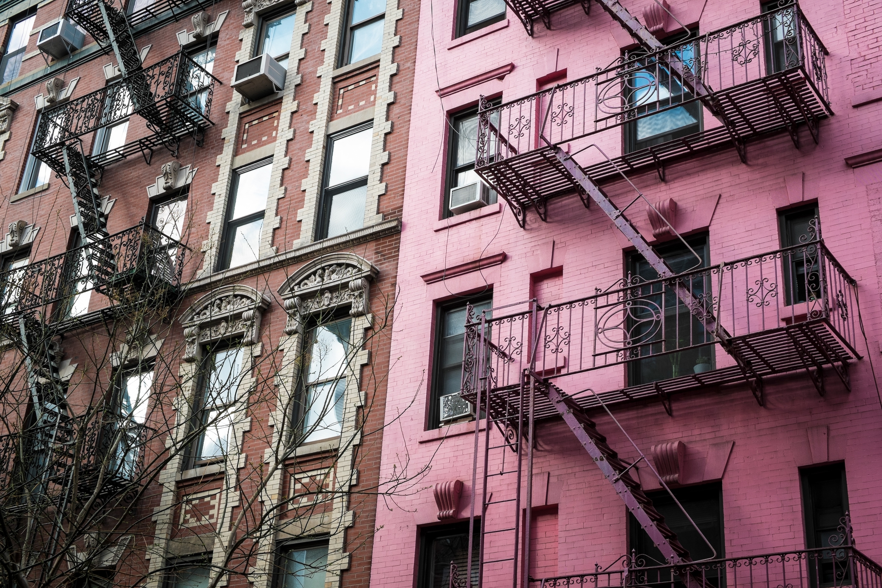 architecture in a new york city neighbourhood. this destination is a popular weekend getaway from Toronto