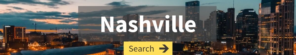 cheap flight search to Nashville with Nashville cityscape in the background