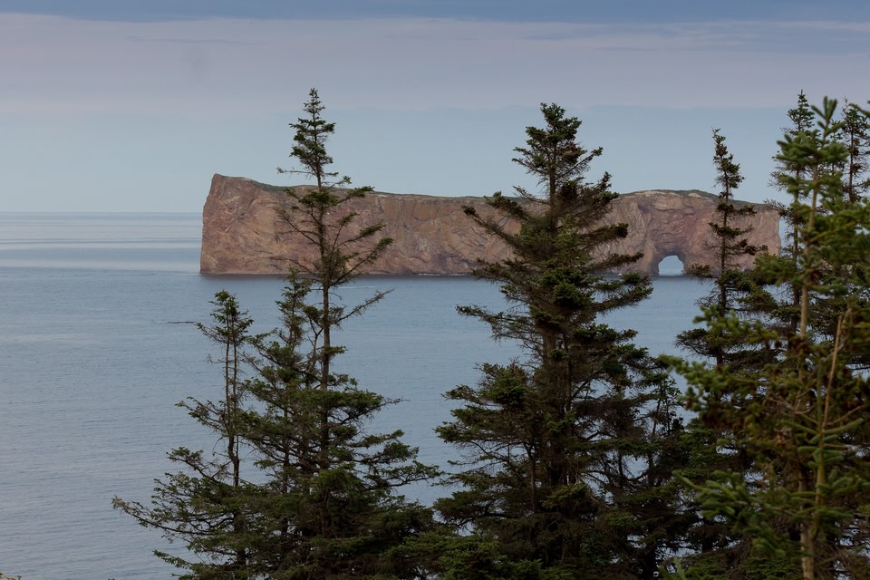 Perce Rock view from a distance.