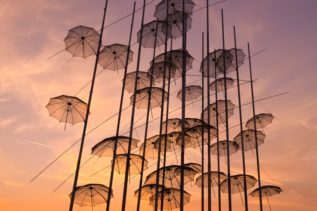 The Umbrellas sculpture at Thessaloniki's Nea Paralia