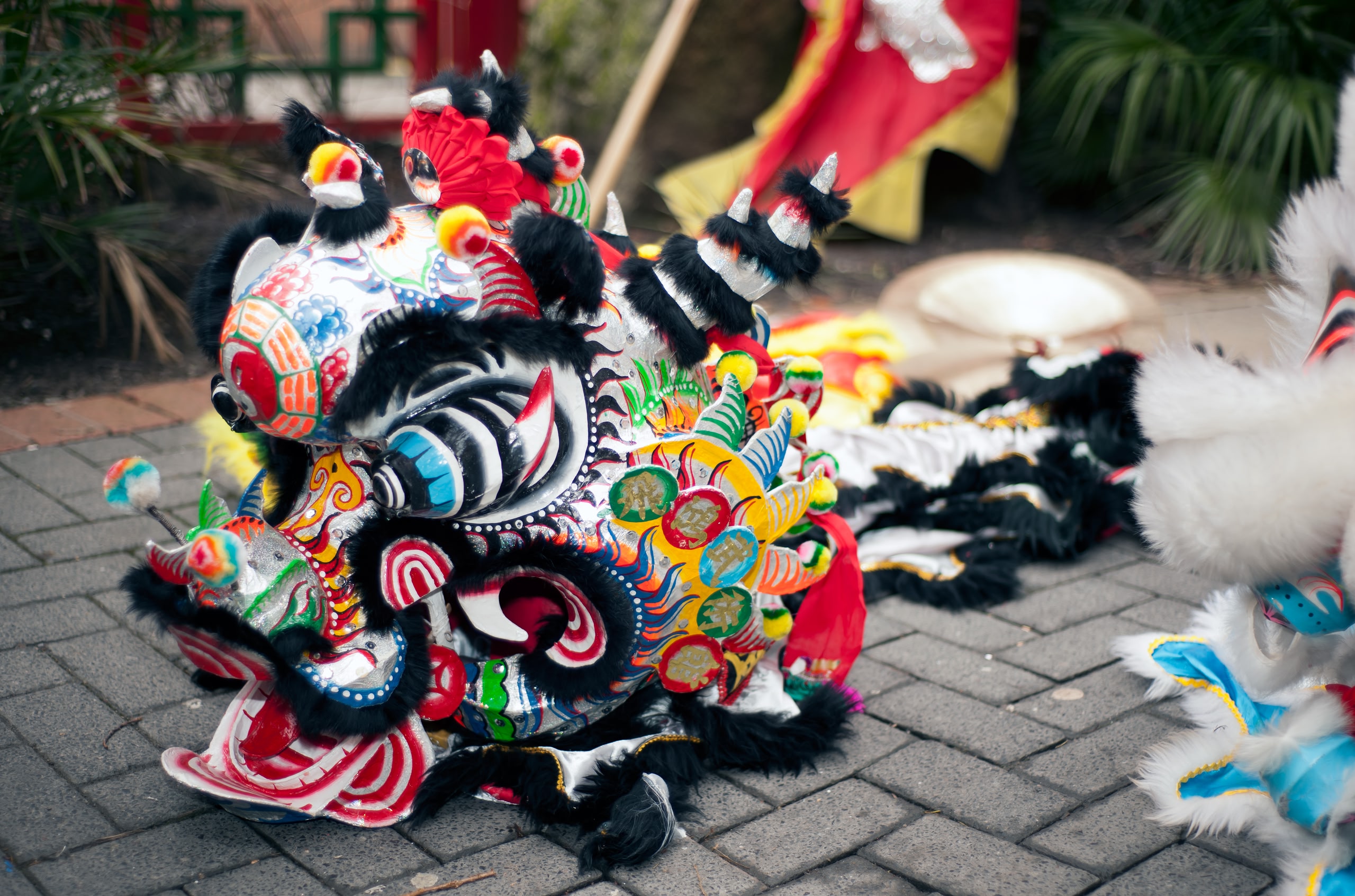 A traditional Chinese Dragon costume typically used for celebrating Chinese new year