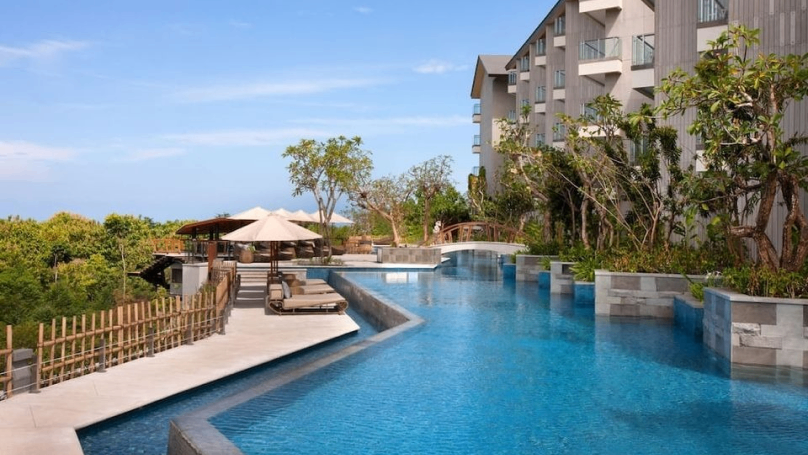 A beautiful modern pool area