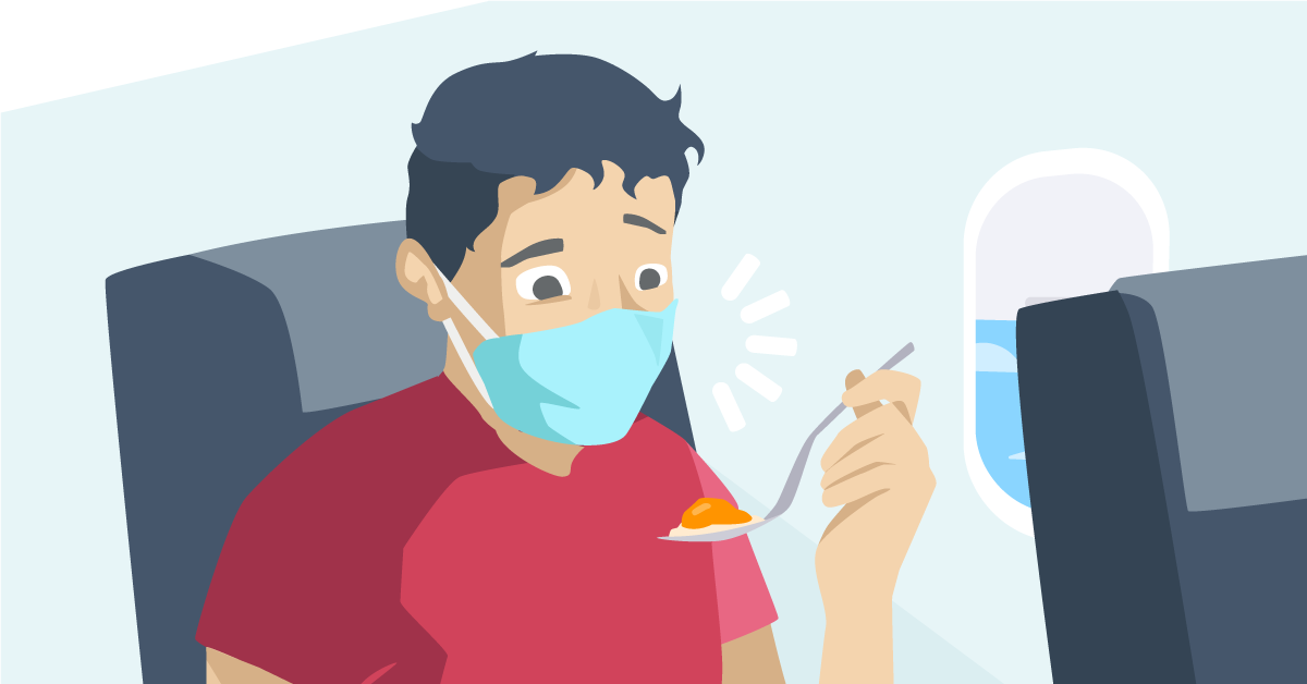 We answer your coronavirus travel questions, such as: can I eat on a plane if I'm wearing a face mask?