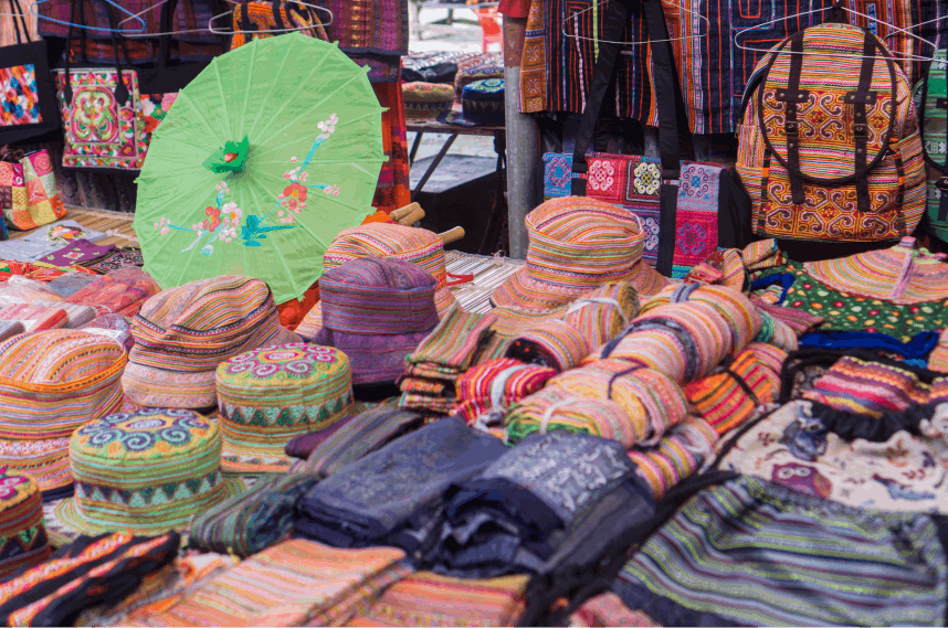 Market stall selling a variety of handcrafted items