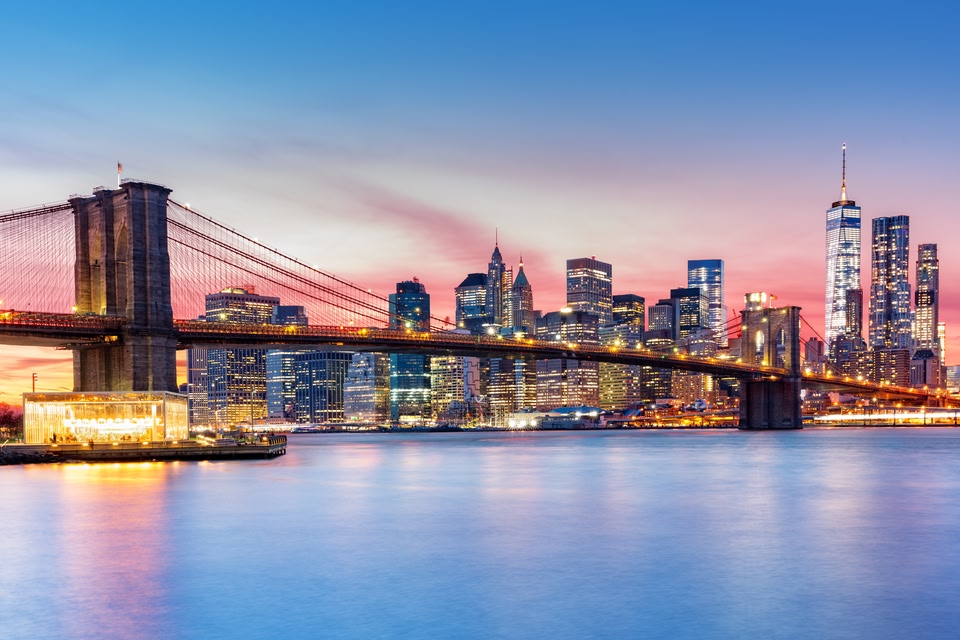 Brookyln Köprüsü ve Manhattan manzarası, New York