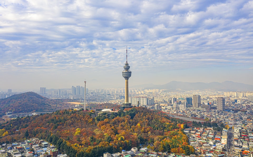 Area around Daegu tower at autumn in daegu city. South korea.
