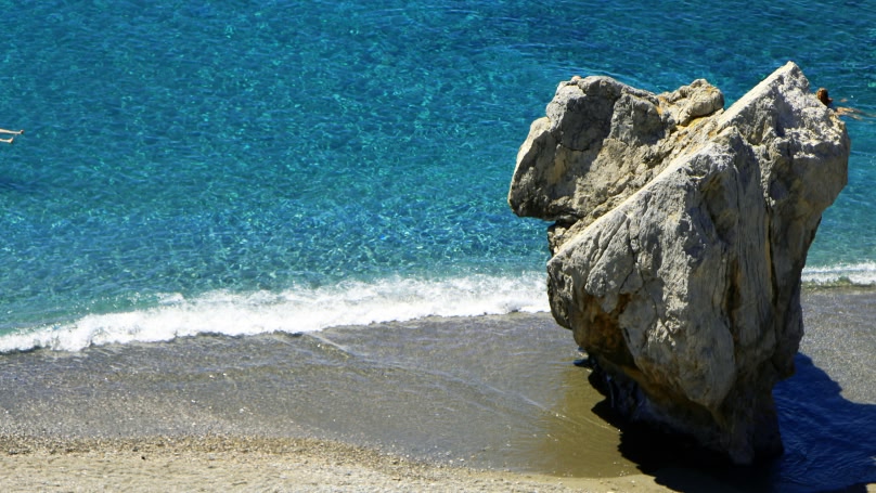 Preveli beach overdag.