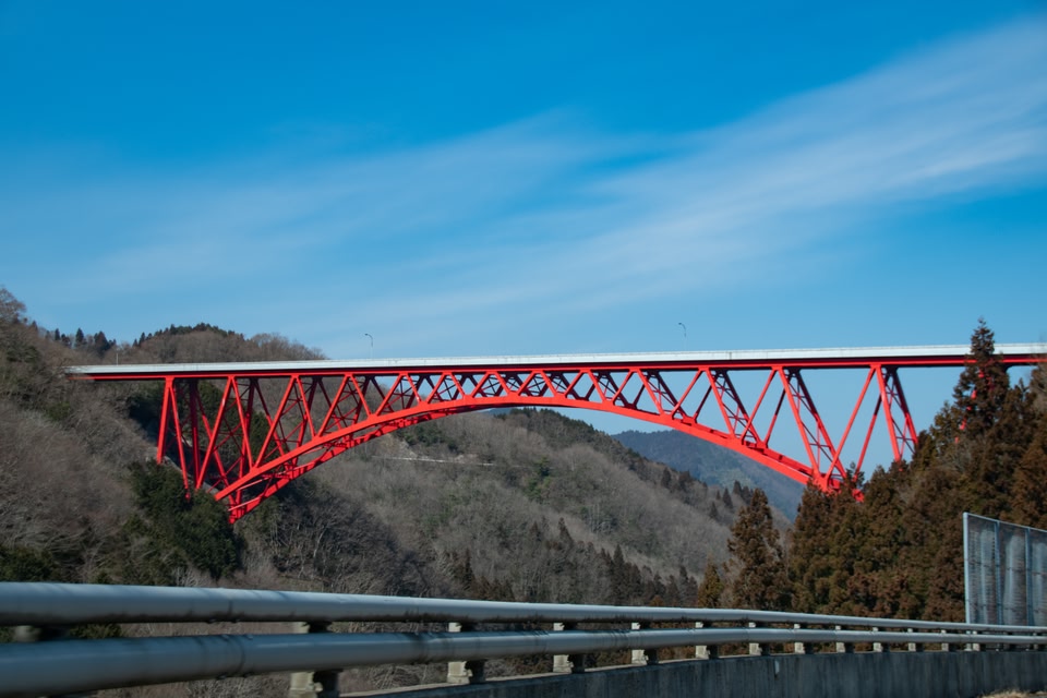 Orochi Loop Bridge in Okuizumo town, Shimane pref. Japan with blue sky