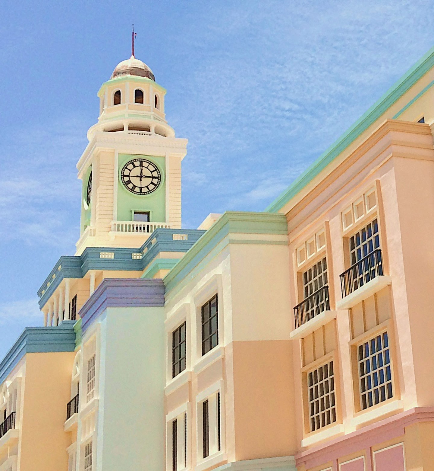 Pastel coloured clock tower in Iloilo Phillippines