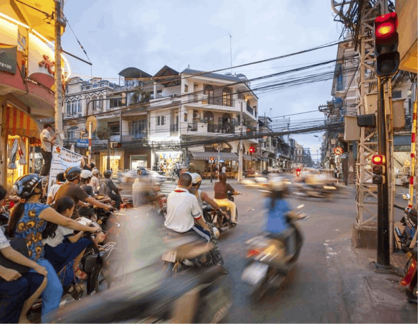 A busy street full of motorbikes in Ho Chi Minh city