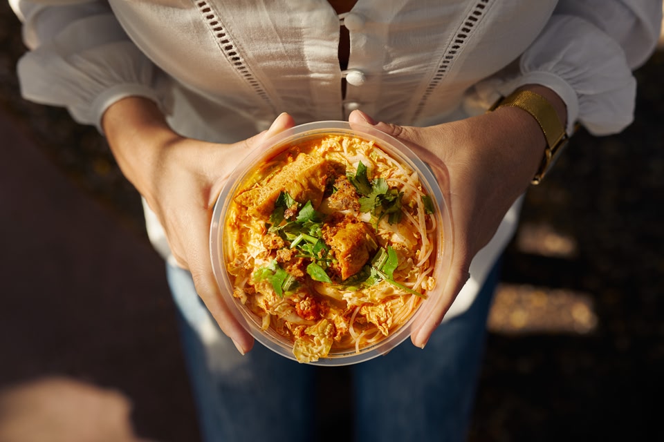 Bowl of noodles from Darwin street food market