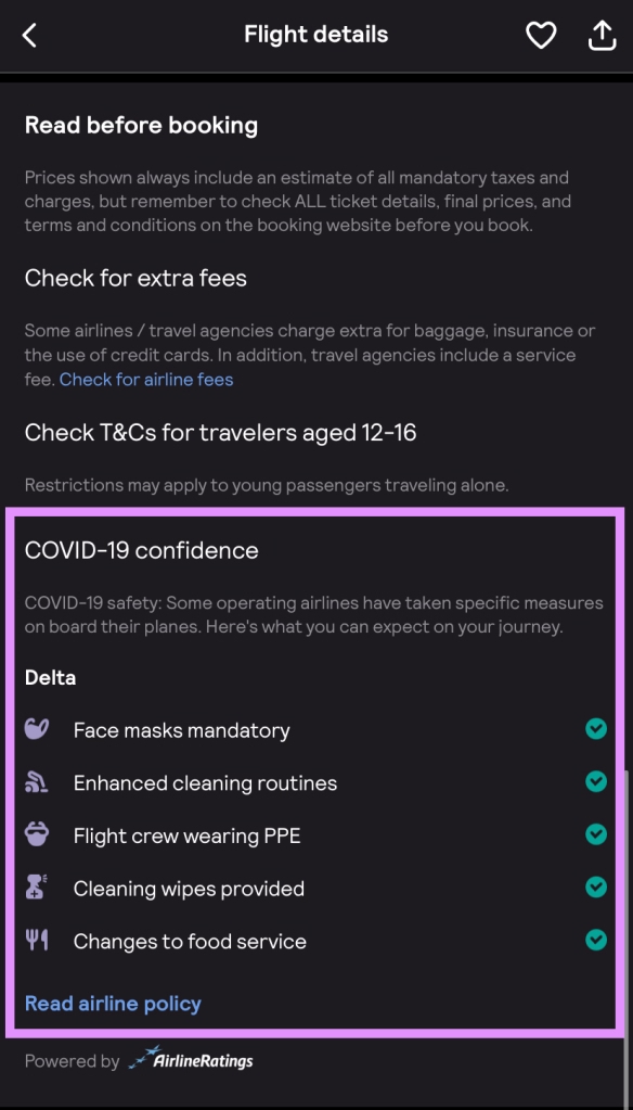 You can book your flights with Delta cyber monday deals in confidence thanks to COVID-19 information provided by Skyscanner