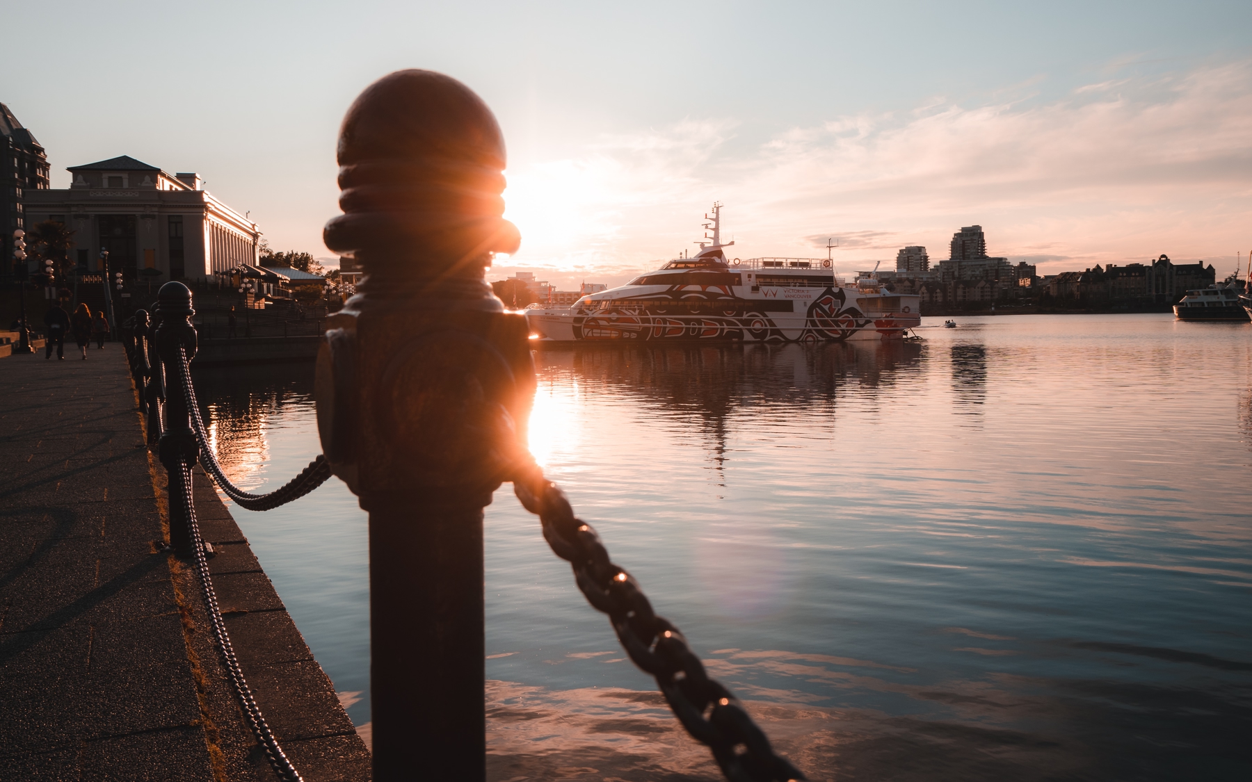 Inner harbour Victoria at sunset