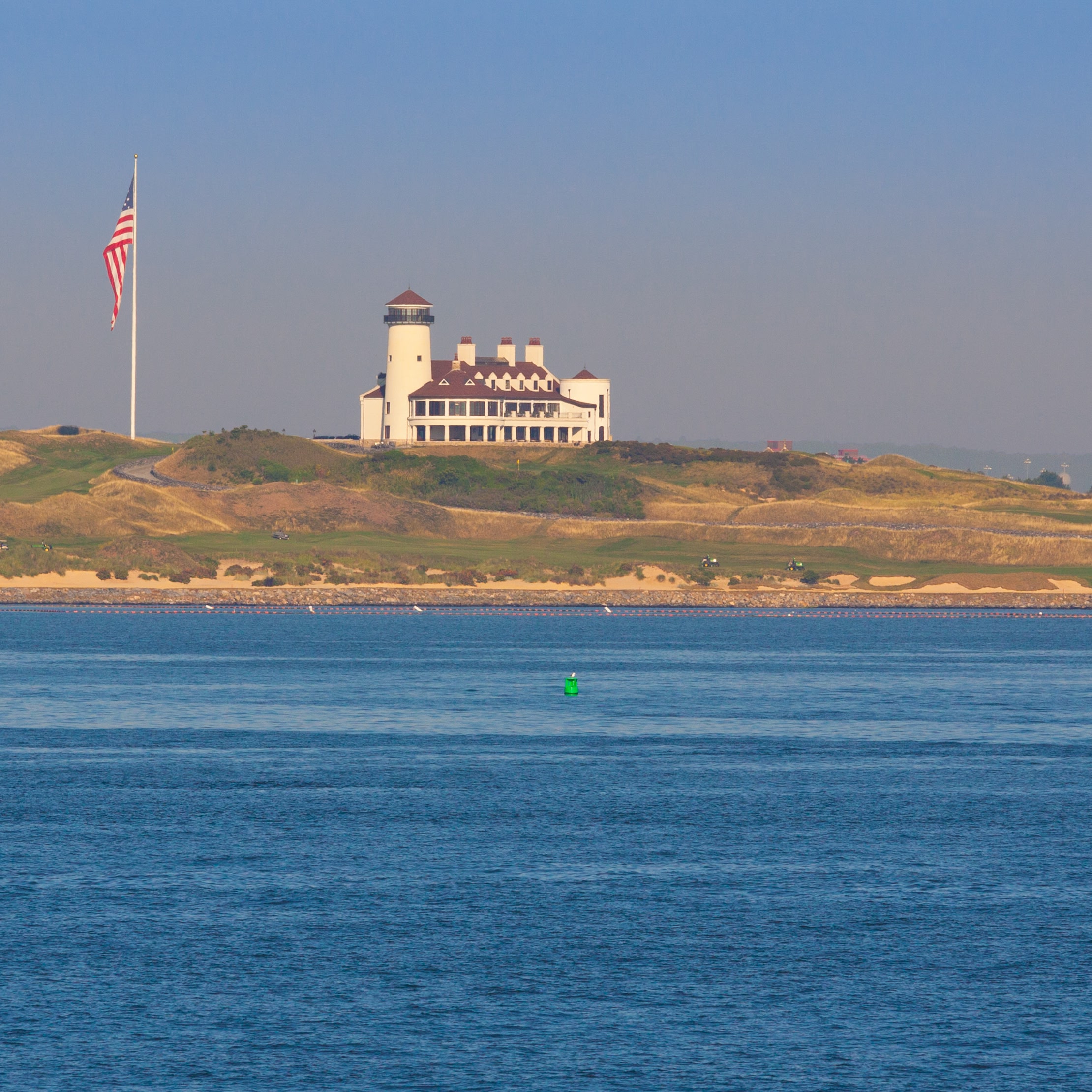 The Hudson River in NYC. The Bayonne Golf Club building is in the background.