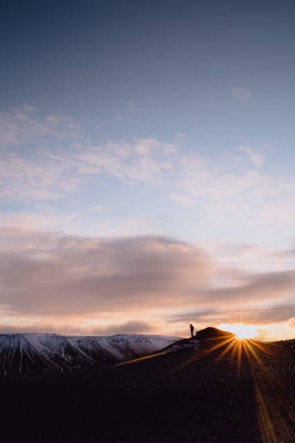 Helgafell hiker in Iceland.