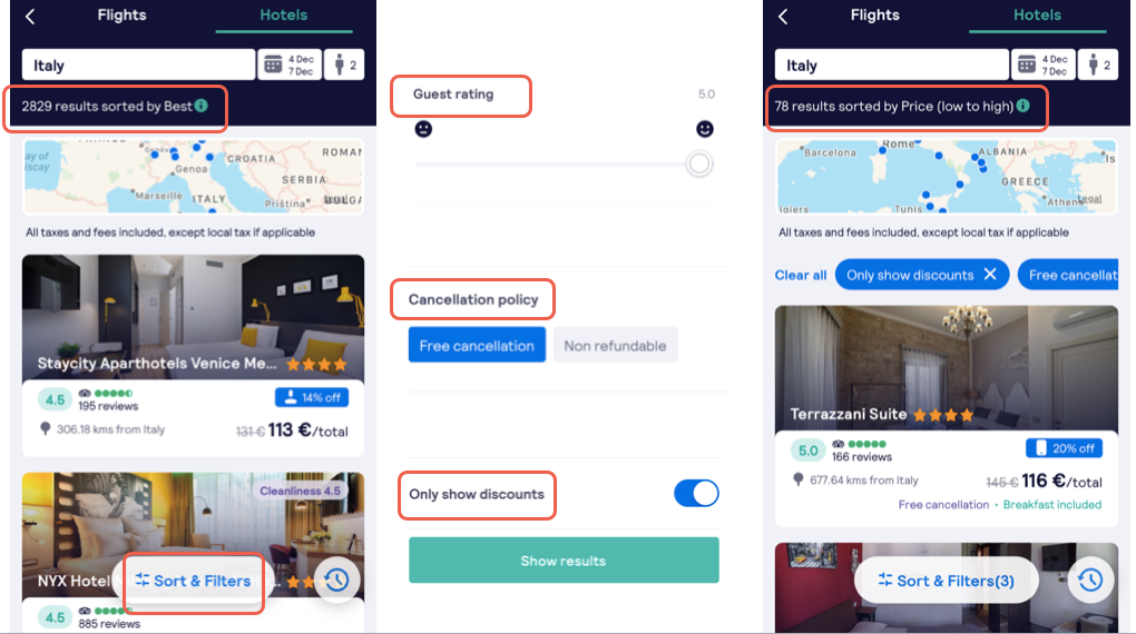 Finding Black Friday and Cyber Monday hotel deals on the Skyscanner app