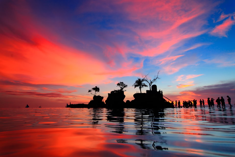 sunset over the water in the Philppines