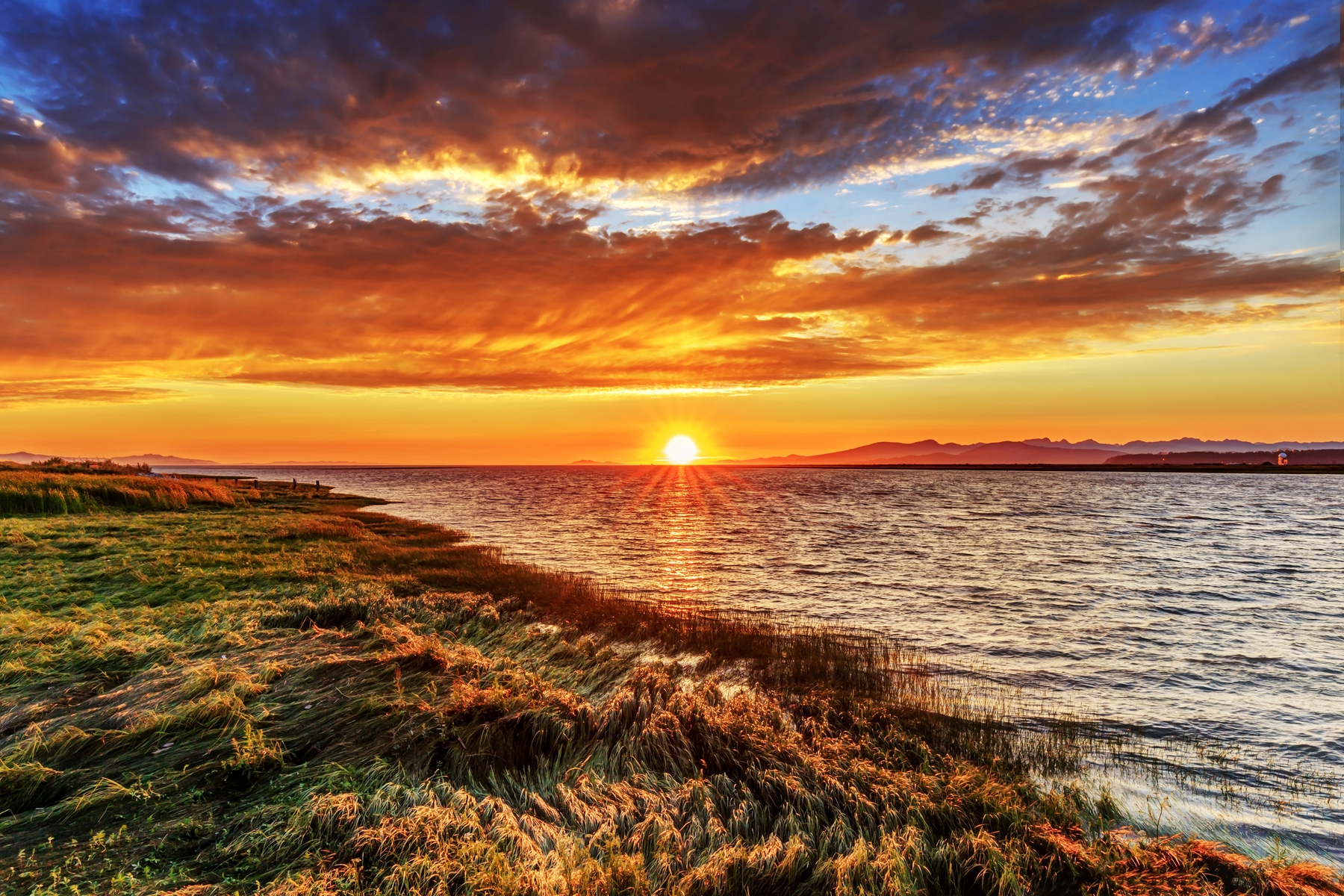 hiking in British Columbia coast by sunset
