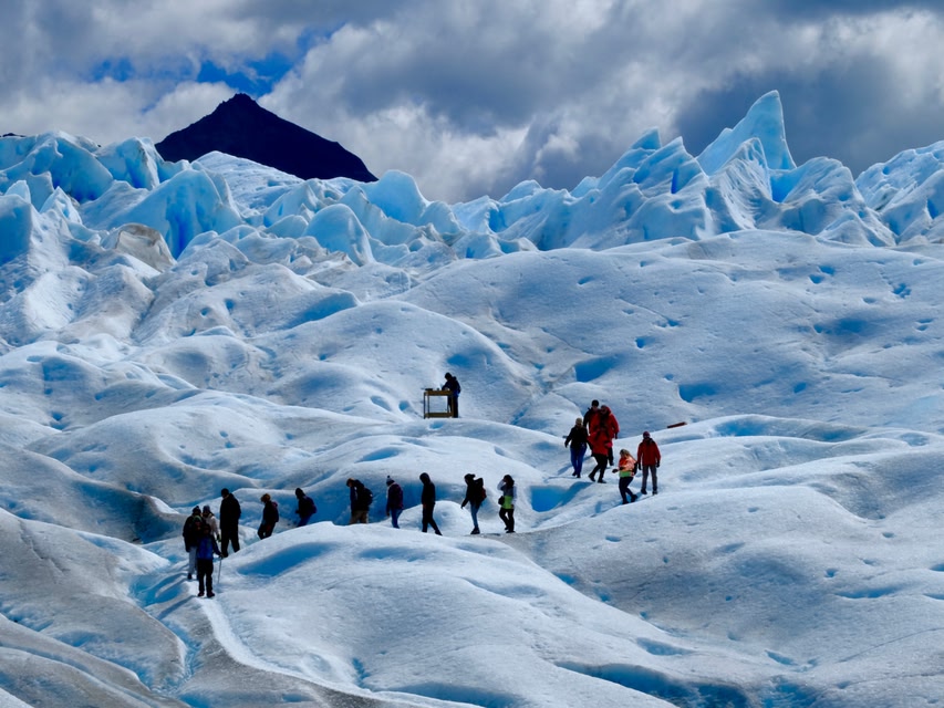group of trekkers in the Perito Moreno Glacier in Argentina