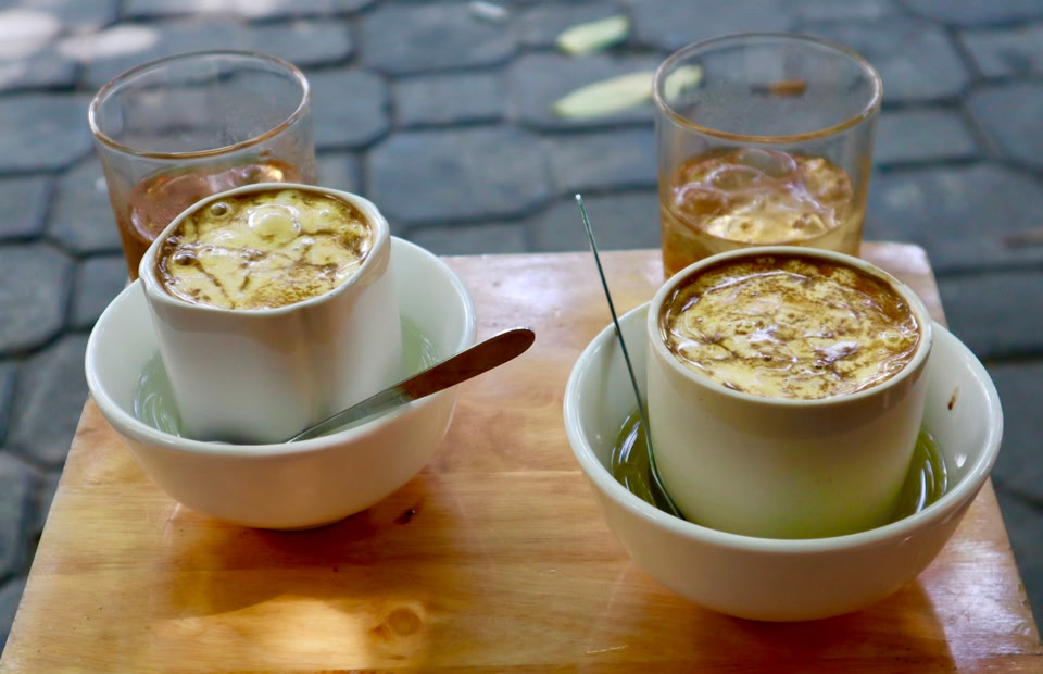 Egg Coffee on Street of De Nang Vietnam on a warm August day. The coffee flavours and texture is so delicious a must coffee to try when your in Vietnam