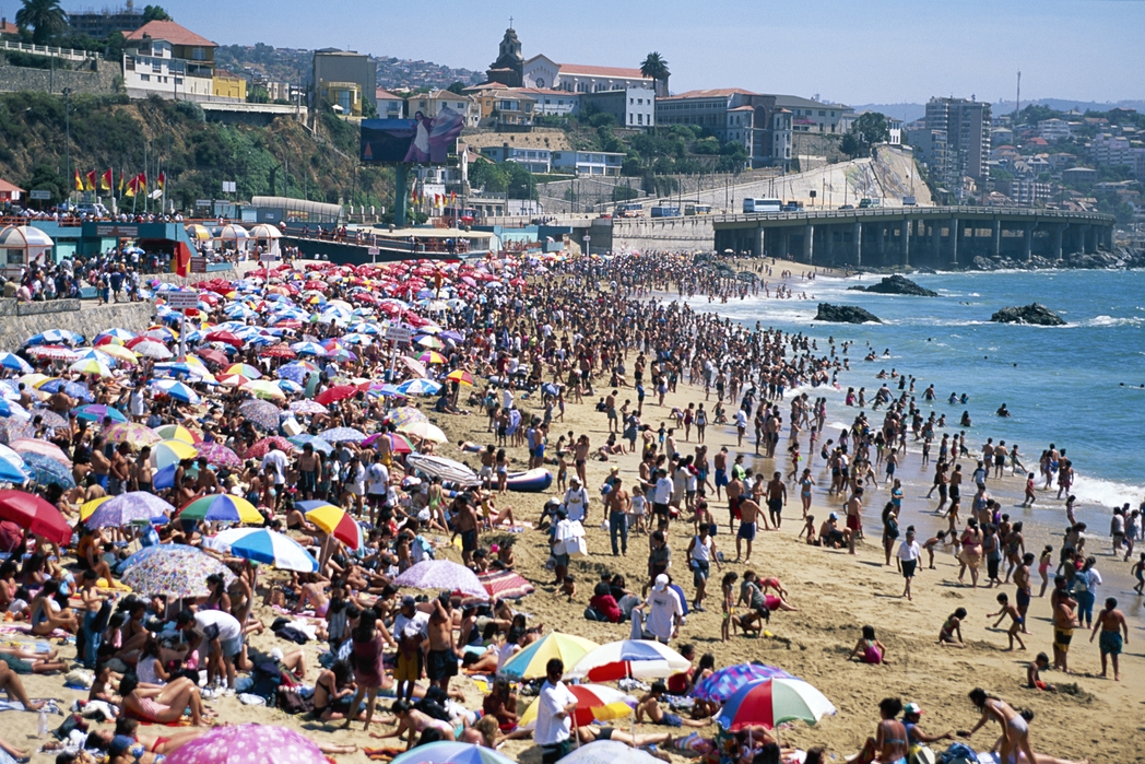 Valparaiso's bustling beach, Chile