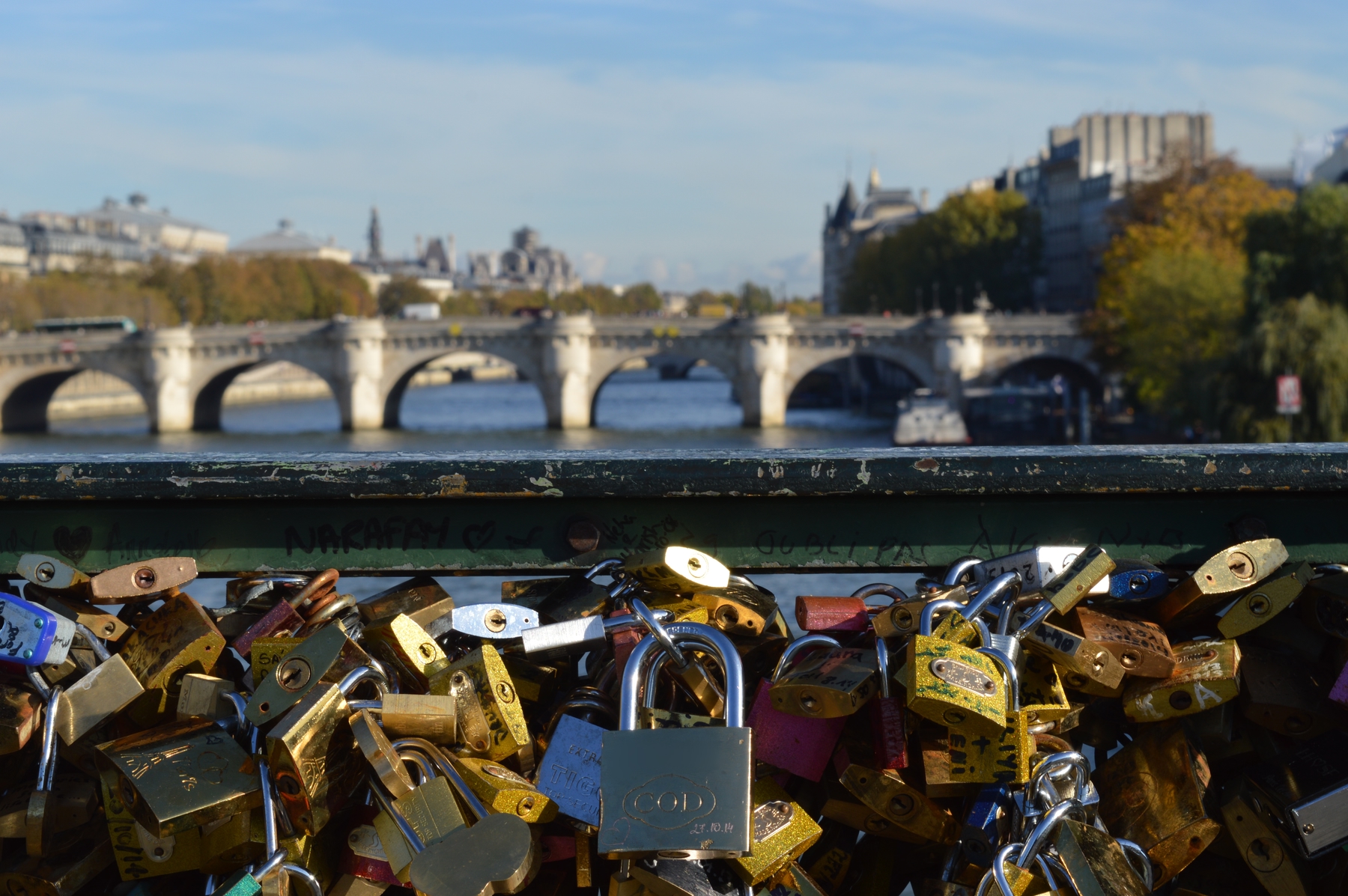 View from one of Paris' many bridges on the Seine River