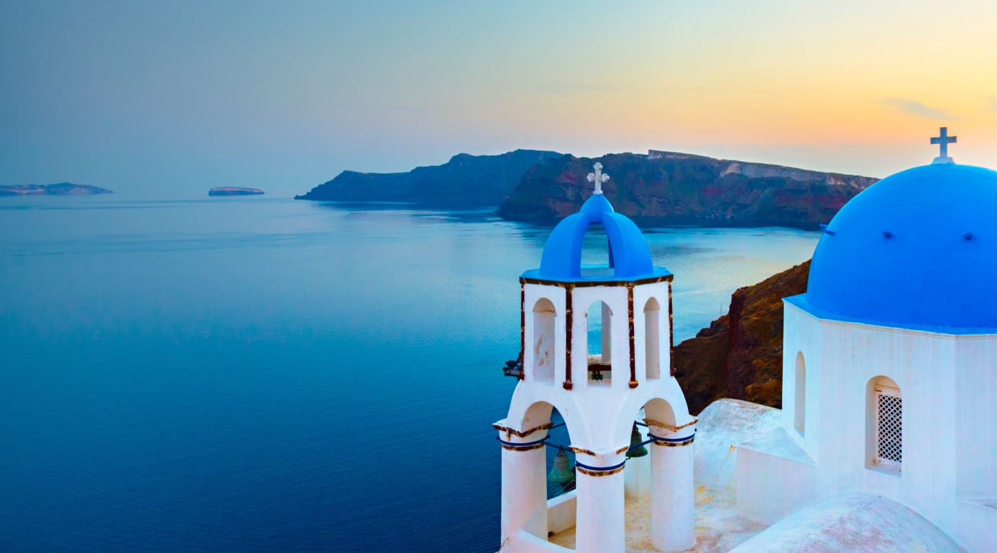 Rooftops and sea in Santorini, Greece