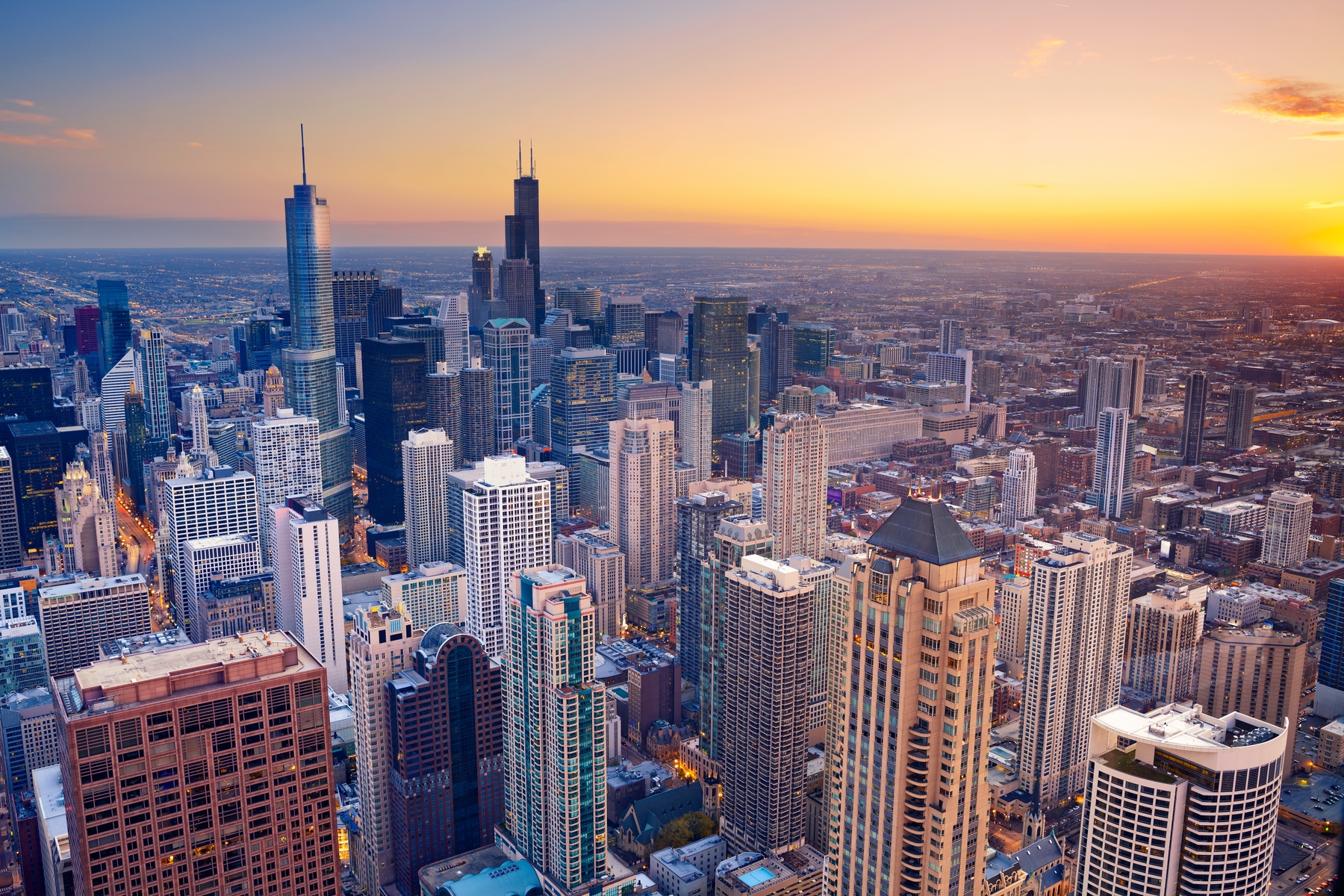 Chicago at sunset