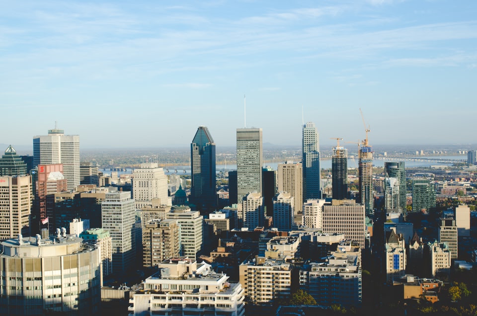 Skyline of Montreal, BMO buidling and others.